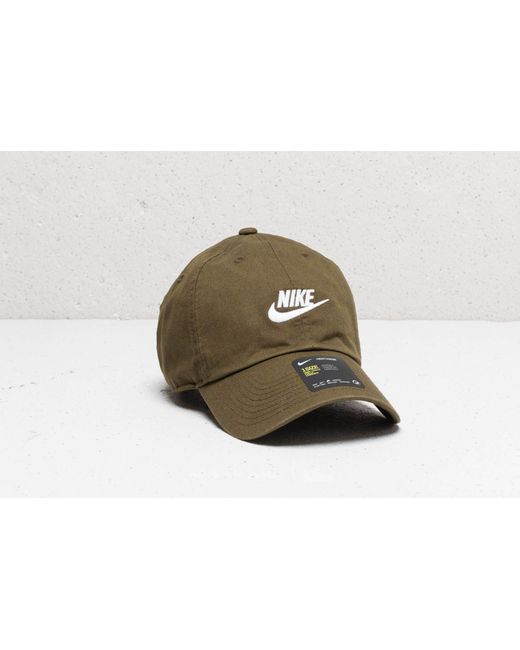 Nike Sportswear Heritage 86 Washed Futura Cap Olive Canvas White