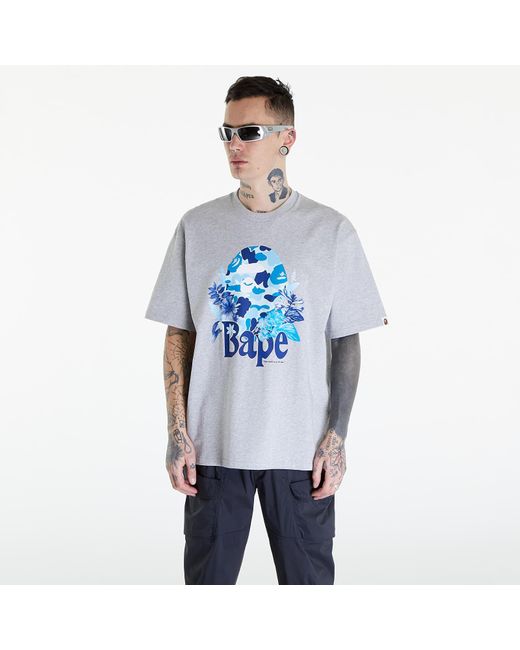 A Bathing Ape Blue Flora Big Ape Head Relaxed Fit Tee for men