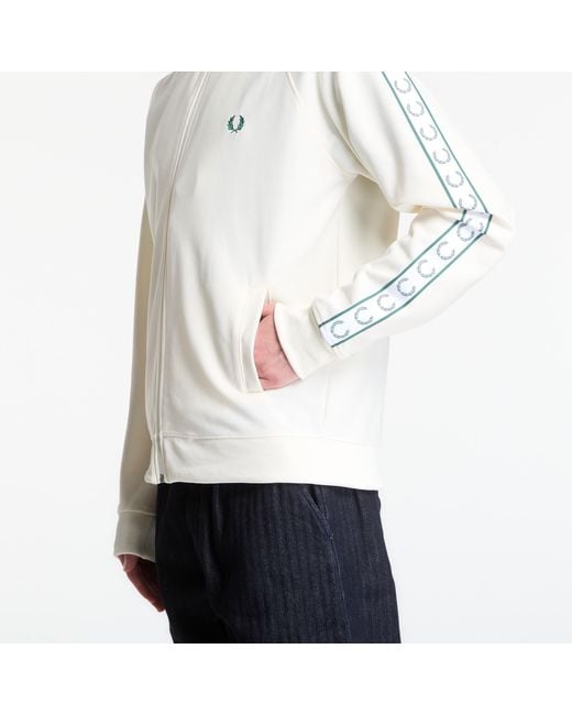 Fred Perry White Jacket Contrast Tape Track Jacket for men
