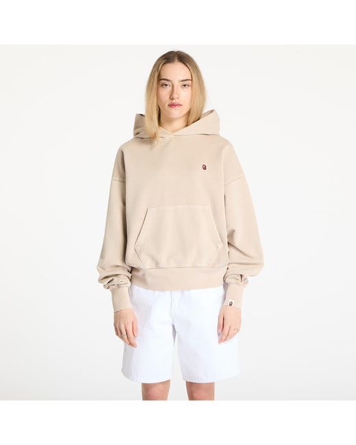 Felpa Pigment Dyed One Point Oversized Pullover Hoodie di A Bathing Ape in Natural