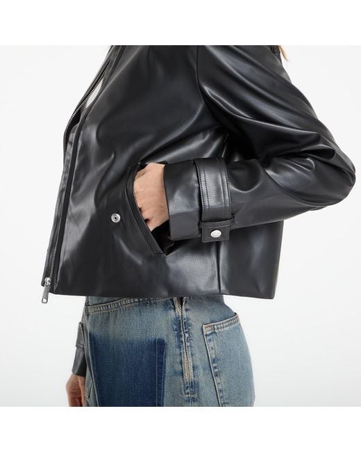 Calvin Klein Black Jacket Jeans Leather Moto Jacket
