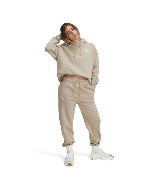 Under Armour Broeken Icon Fleece Jogger City Khaki in het Natural