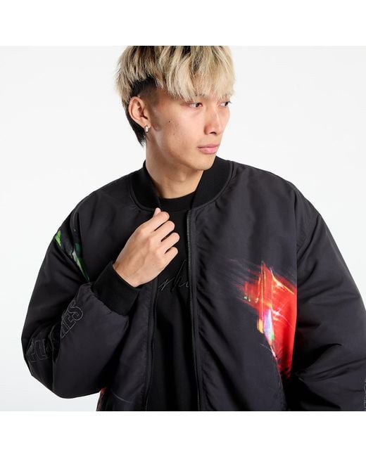 Pleasures Black Jacket Daft Club Reversible Bomber for men