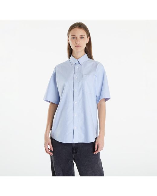 Carhartt Blue Hemd s/s braxton shirt unisex bleach/ wax m