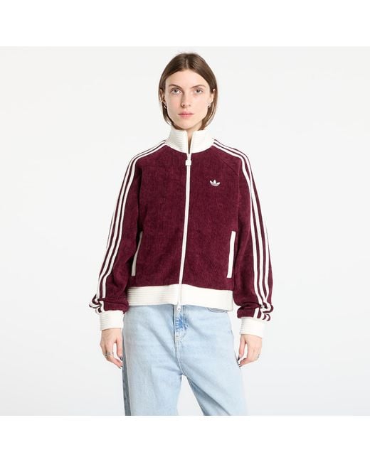 Adidas Originals Red Sweatshirt Adidas Velour Knit Track Top