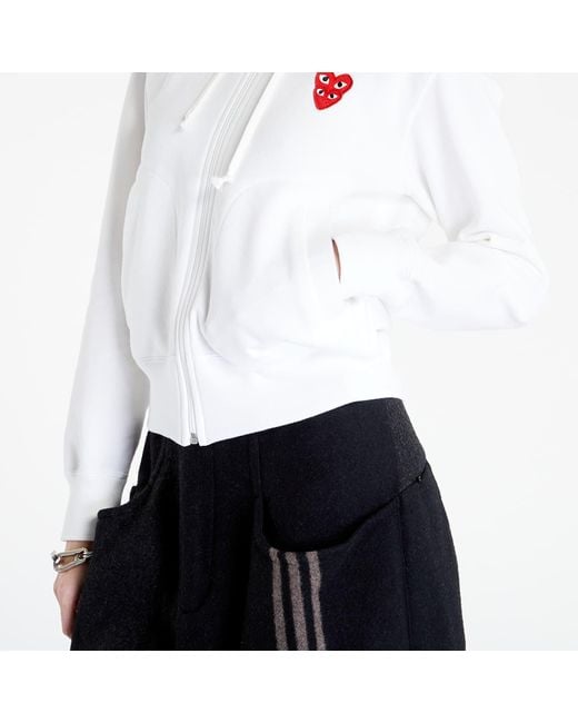 COMME DES GARÇONS PLAY White Sweatshirt Double Heart Zip Hoodie