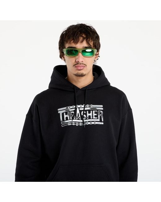Thrasher Black Sweatshirt Chrome Genuine Hoodie for men