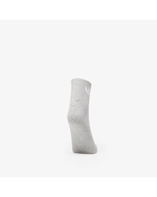 Adidas Originals White Adidas Mid Ankle Sock 3-pack / Medium Grey Heather/ Black