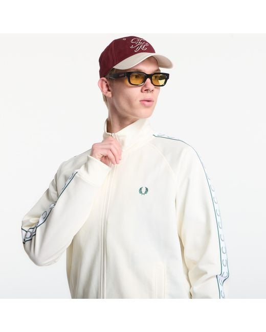 Fred Perry White Jacket Contrast Tape Track Jacket for men