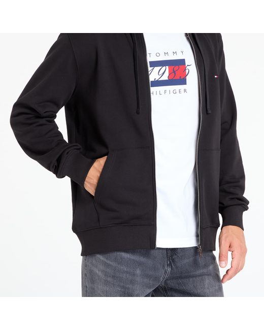 Tommy Hilfiger Sweatshirt Essential Terry Zip Through in het Black voor heren