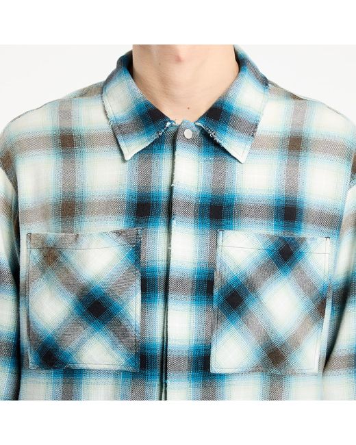 Represent Blue Shirt Sun Bleached Flannel Shirt for men