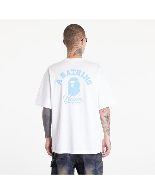 T-shirt cursive college logo relaxed fit short sleeve tee xxl A Bathing Ape pour homme en coloris White
