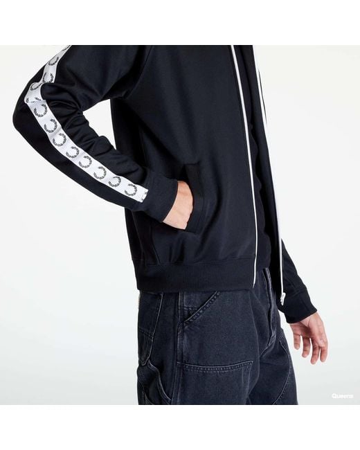 Fred Perry Sweatshirt Taped Track Jacket in het Black voor heren