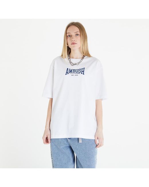 Ambush White Graphic T-shirt Unisex Blanc De Blanc Insignia Blue