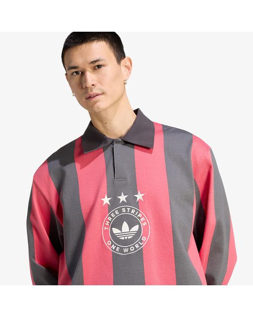 Adidas Originals T-Shirt Adidas Graphic Long Sleeve Polo Shirt Utility/ Cream in het Red voor heren