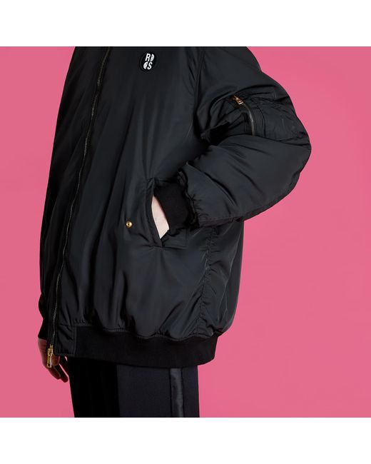 Giacca Bomber Jacket With Print And Badge di Raf Simons in Pink da Uomo