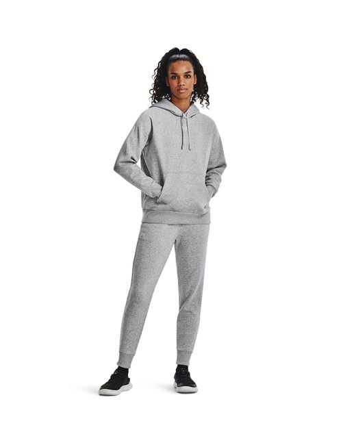 Felpa Con Cappuccio Rival Fleece Da Donna Mod Light Heather Bianco di Under Armour in Gray