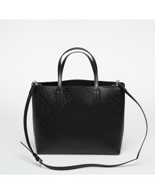 Borsa Icon Satchel Mono di Tommy Hilfiger in Black