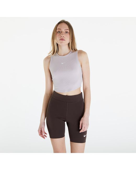 Nike Sportswear Essentials Ribbed Cropped Tank Platinum Violet/ Sail in het Gray