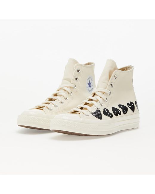 COMME DES GARÇONS PLAY Natural Converse X Chuck 70 Hi Multi Heart Milk/ Black/ Egret
