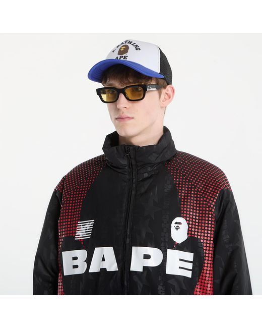 A Bathing Ape Black Jacket Aba Frame Monogram Jacquard Multi Logo Padded Jacket