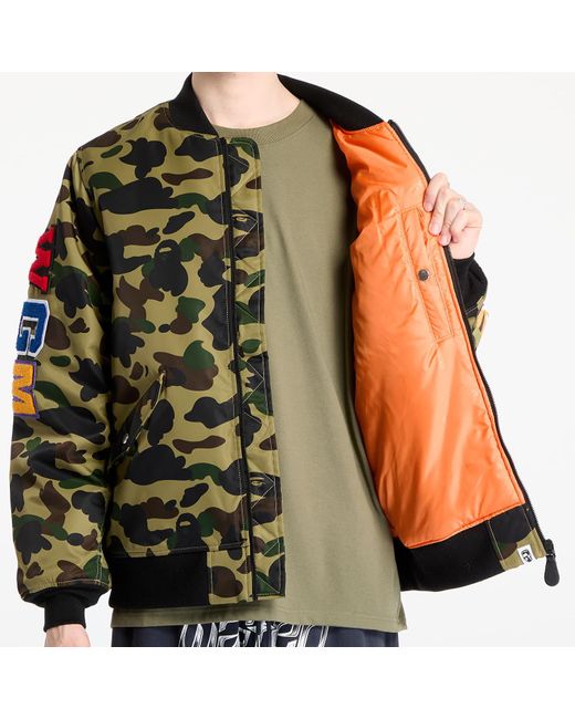 Giacca 1St Camo Shark Ma-1 Jacket di A Bathing Ape in Green