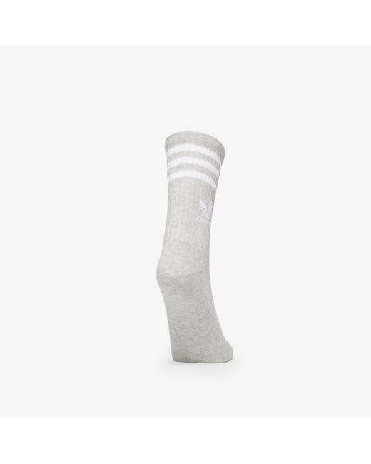 Adidas Originals White Adidas Mid Cut Crew Socks 3-pack / Medium Grey Heather/ Black