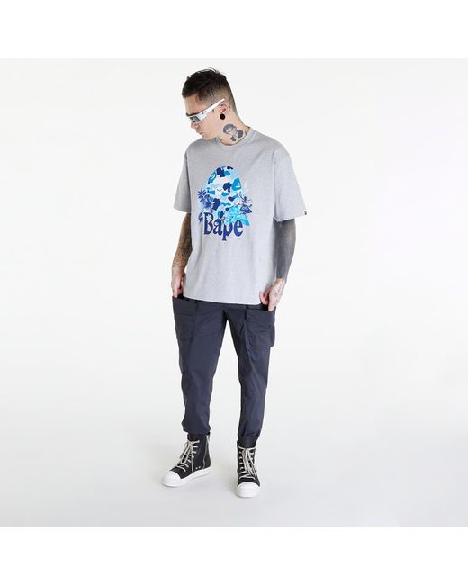 A Bathing Ape Blue Flora Big Ape Head Relaxed Fit Tee for men