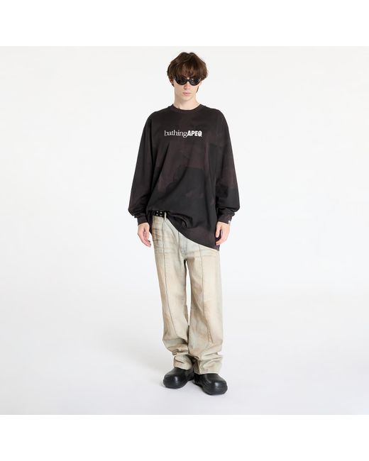 A Bathing Ape T-Shirt Overprint Logo Relaxed Fit Long Sleeve Tee in Black für Herren