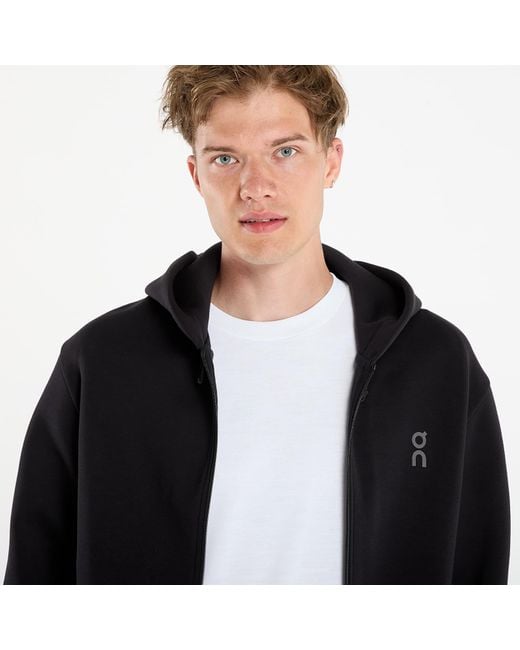 Felpa Focus Tech Zip Hoodie di On Shoes in Black da Uomo