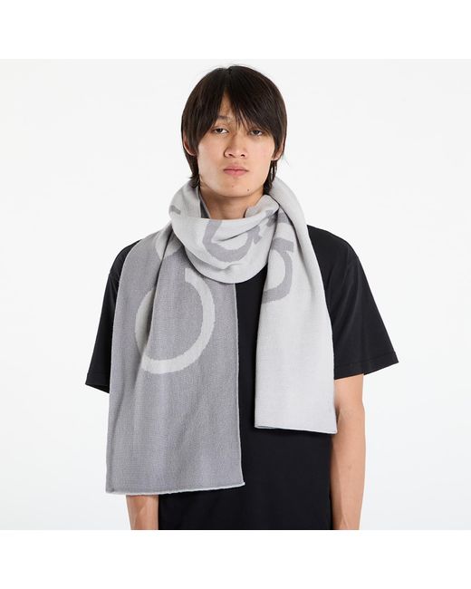 Calvin Klein White Scarf Bold Logo 2-Tone Wool Scarf