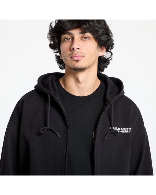 Carhartt Black Sweatshirt Hooded Runaway Sweat Jacket Wax Stone Washed