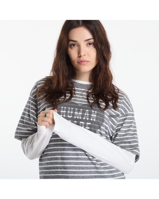 Human Made T-Shirt Heart Striped T-Shirt in het Gray