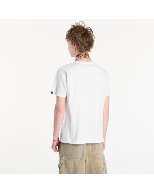 Alpha Industries T-Shirt Basic T-Shirt Contrast Stitch in het White voor heren