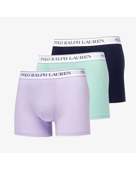 Ralph Lauren Blue Stretch Cotton Boxer Brief 3-pack Seam Foam/ Dark Navy/ Lavender for men