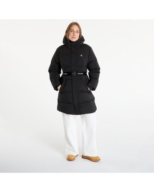 Calvin Klein Black Jacke Jeans Belted Midweight Coat