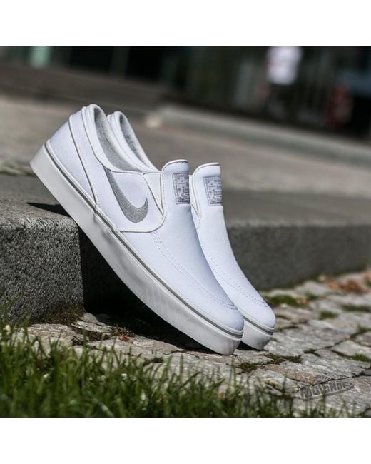 Nike Zoom Stefan Janoski Slip Canvas White/ Wolf Grey-white in Gray | Lyst