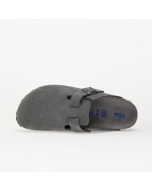 Birkenstock Gray Sneakers Boston Soft Footbed Suede Leather