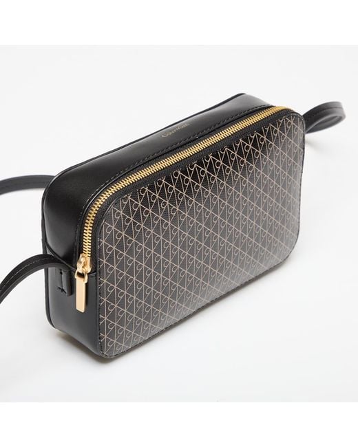 Calvin Klein Black Bag Emblem Aop Elongated Camera Bag