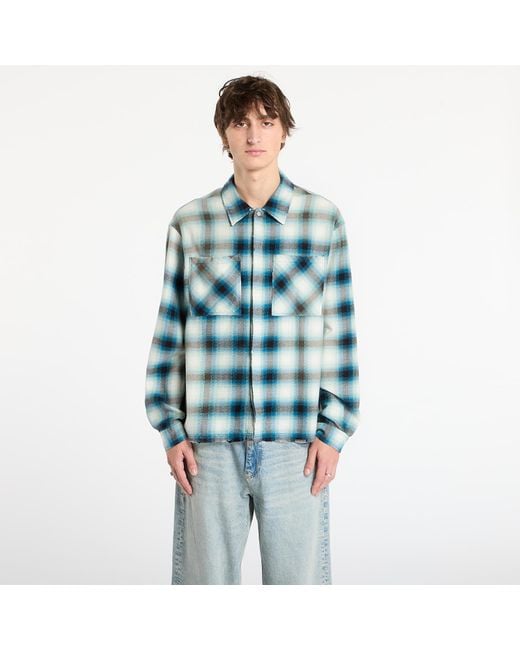 Represent Blue Shirt Sun Bleached Flannel Shirt for men