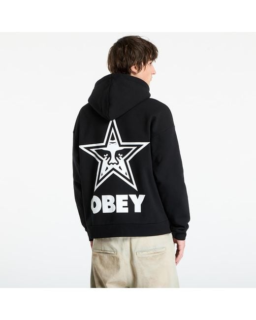 Obey Sweatshirt Obey Bold Star Extra Heavy Hood in het Black voor heren