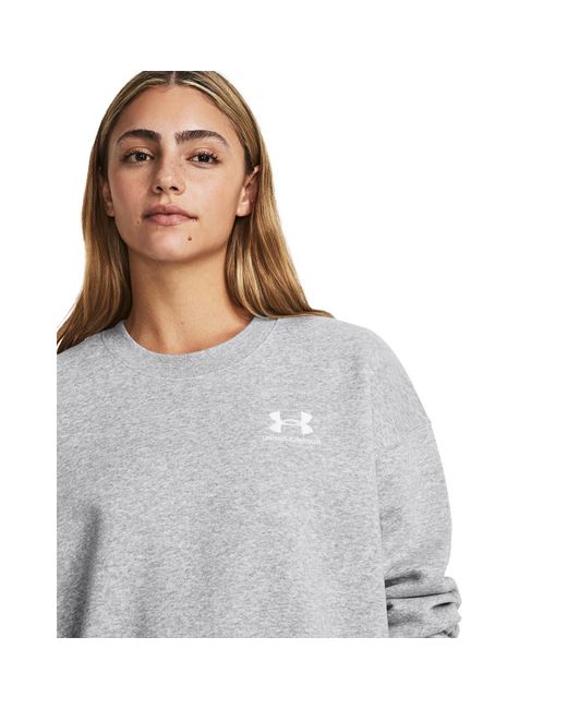 Under Armour Gray Icon Fleece Oversized Crew Mod Light Heather
