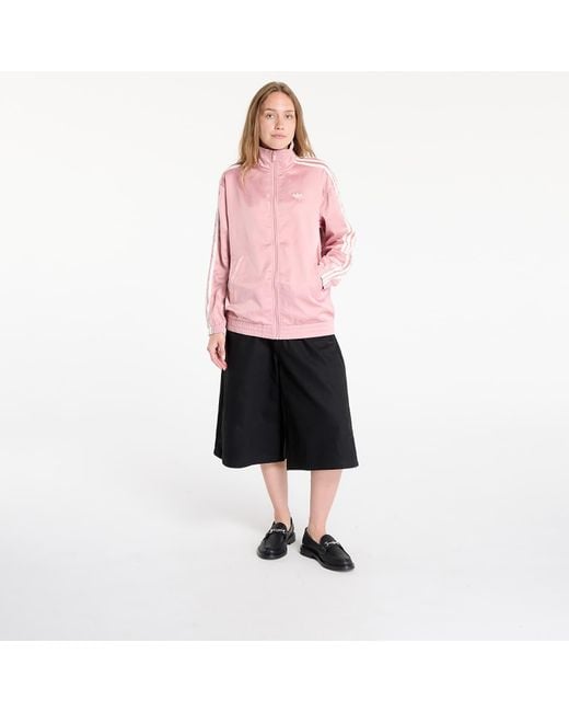 Adidas Originals Pink Jacket Satin Firebird Track Top Ruffle 3-Stripes