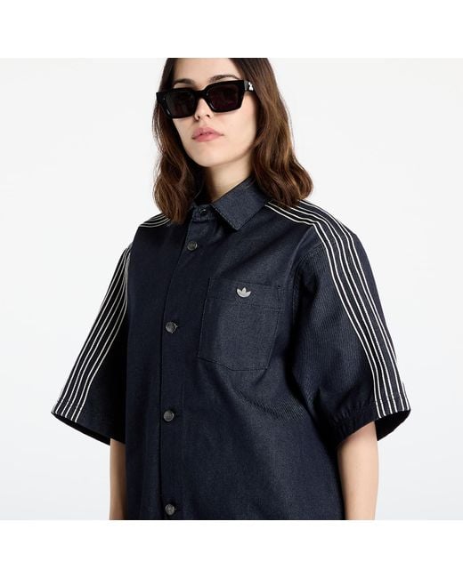 Adidas Originals Blue Shirt Adidas Denim Short Sleeve Shirt/ Denim