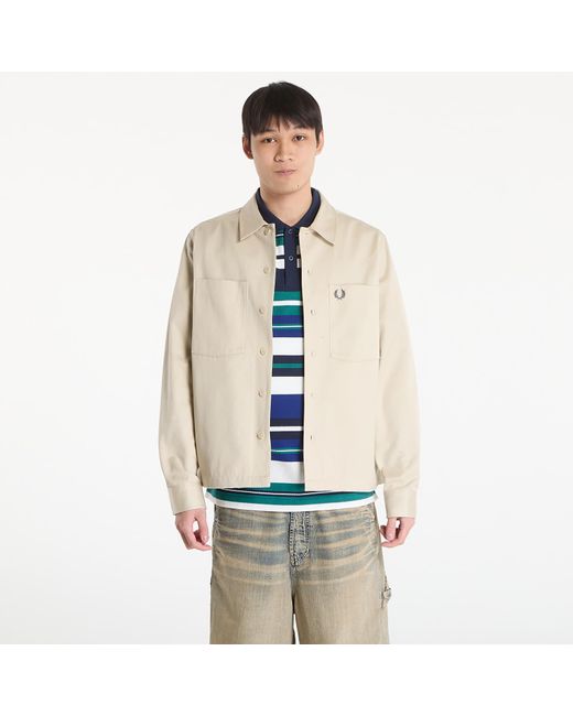 Fred Perry Jas Twill Overshirt in het Natural voor heren