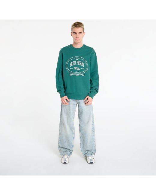 Felpa Chosen By Champions Sweatshirt di Fred Perry in Green da Uomo