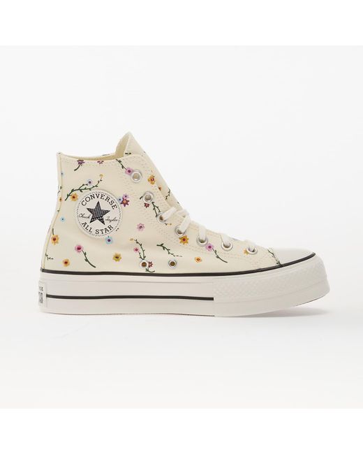 Converse White Sneakers Chuck Taylor All Star Lift Platform Embroidered Blooms Hi Egret/ Vintage/ Eur