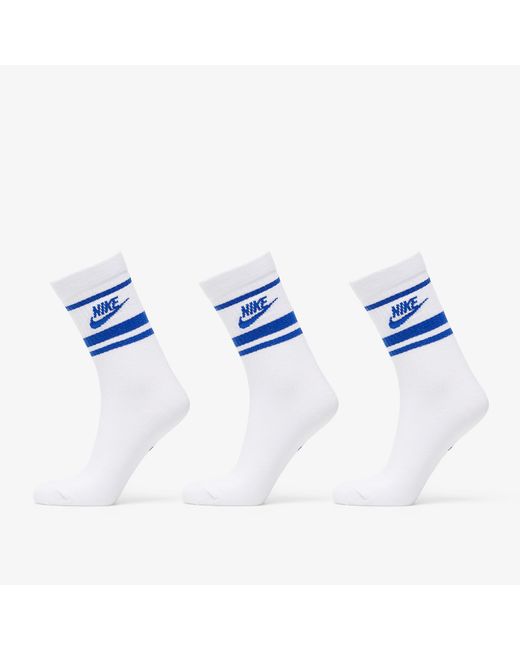 Nike Sportwear Everyday Essential Crew Socks 3-pack White/ Game Royal in het Blue