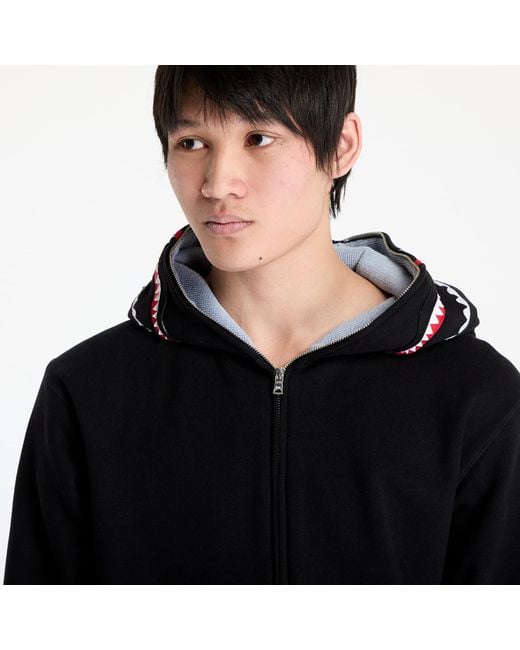 Felpa 2Nd Shark Full Zip Hoodie di A Bathing Ape in Black