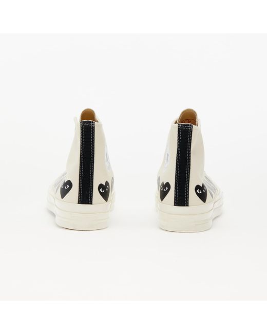 COMME DES GARÇONS PLAY Natural Converse X Chuck 70 Hi Multi Heart Milk/ Black/ Egret
